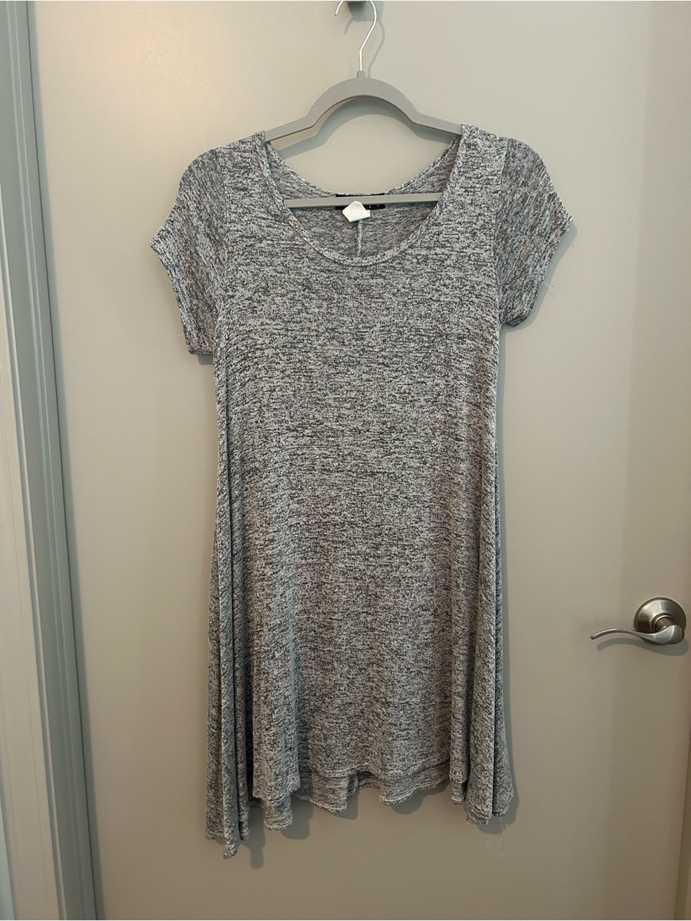 Gray Scoop Neck Short Sleeve Women's Dress